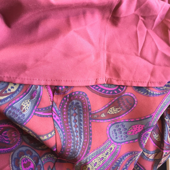 Jack by BB Dakota Dress Womens Small Burgundy Mini Paisley Long Sleeve Lined - Picture 9 of 11